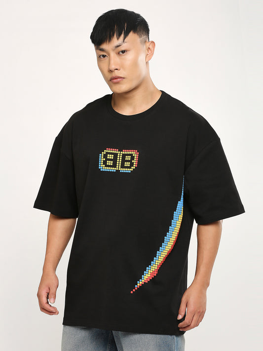 Buy Solids Oversized Black T-shirt Online.