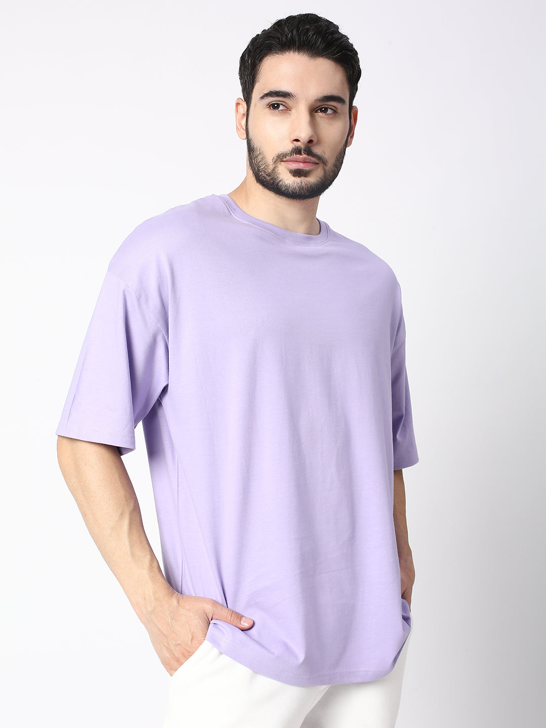 Shop Blamblack Solid Lavender Half Sleeved T-shirt Online – BlamBlack