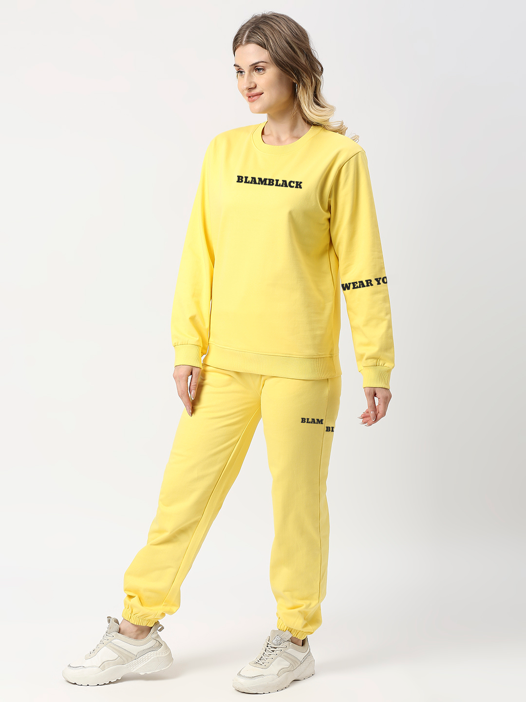 Shop Blamblack Lemon Yellow Sweatshirt and Joggers Co-ord Set Online –  BlamBlack